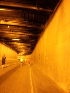 Jogging on a closed-for-traffic-today tunnel